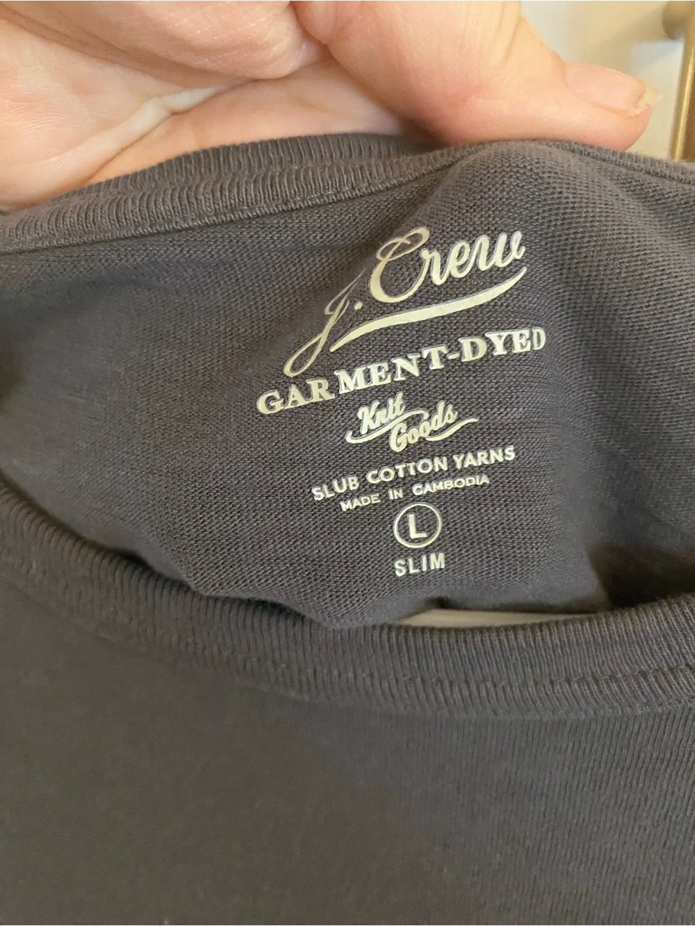 J.Crew Garment Dyed Broken-In Pocket T-Shirt - Charcoal Gray 100% cotton basics